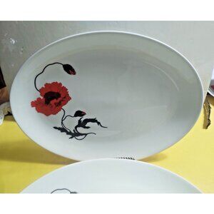Vintage Wedgwood Susie Cooper Cornpoppy Bone China Platters 14" x 10" (set of 2)